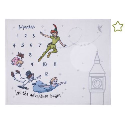 Nojo Disney Peter Pan White Let The Adventure Begin Super Soft Photo Op Milestone Baby Blanket