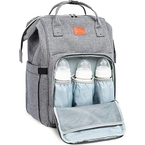KeaBabies Baby Diaper Bag Backpack - Large Baby Bag for Boys, Girls, Waterproof Multi Function Travel Diaper Backpack with Changing Pad, Durable Travel Essentials for Moms and Dads (Classic Gray)