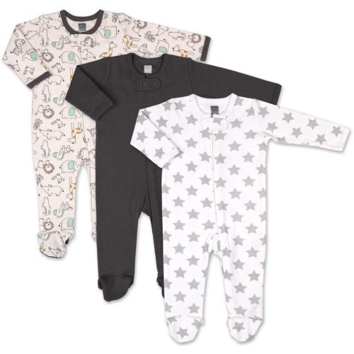 The Peanutshell Footed Baby Sleepers For Boys, Safari Animals, 3-pack, Newborn
