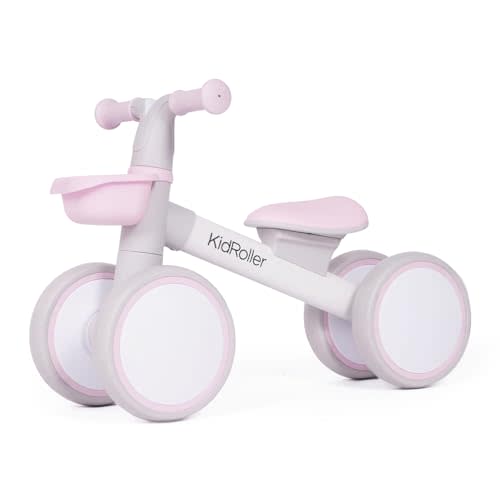 KidRoller Kid's Balance Bikes for 1 Year Old Boys and Girls, 12-36 Months Toddler Ride-on with Adjustable Seat and a Front Basket, First Birthday Gifts (Pink)