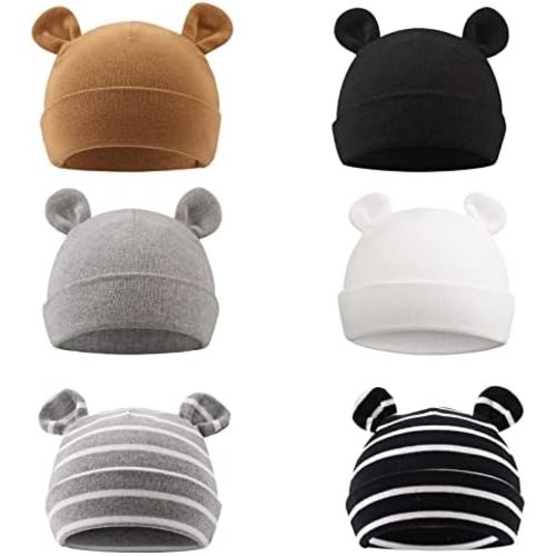 PESAAT Newborn Hospital Hat 0-12Months Preemie Boys Girls Beanie Solid Infant Baby Hats Autumn Winter