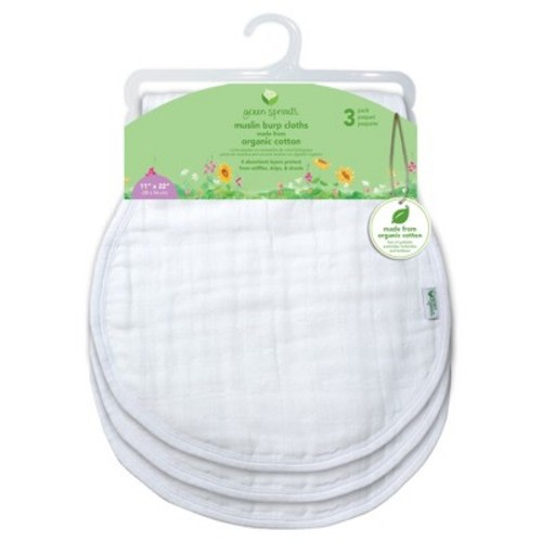green sprouts® Organic Cotton Muslin Burp Cloths 3 pack - White