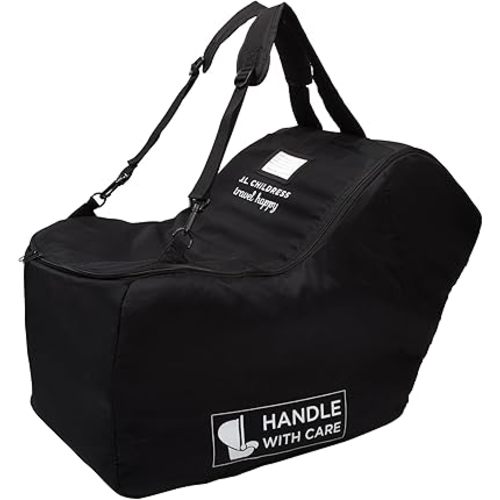 J.L. Childress Padded Infant Car Seat Bag with Wheels - Travel Bag for Airplane, Fits Most Baby & Infant Car Seats, Compatible with UPPAbaby, Nuna, & Chicco, AirTag Compatible - Premier, Black