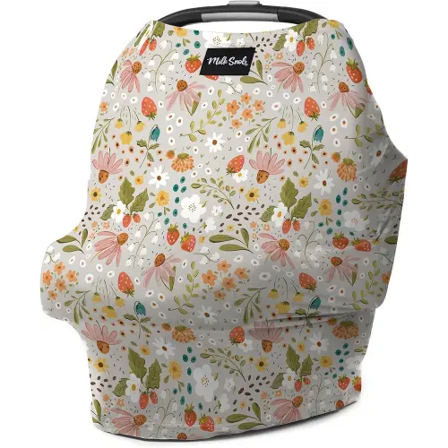 Milk Snob Original 5-in-1 Cover - Nursing Cover for Breastfeeding - Baby Carseat Canopy & Stroller - Essential All-in-One Design - Gift for Mom, Baby (Strawberry Fields)