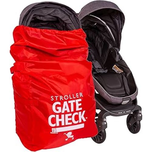 J.L. Childress Gate Check Bag for Single & Some Double Strollers - Travel Bag for Airplane, Fits Most Standard Baby Strollers, Airport Accessories for Gate Check, Flying Essentials - Red