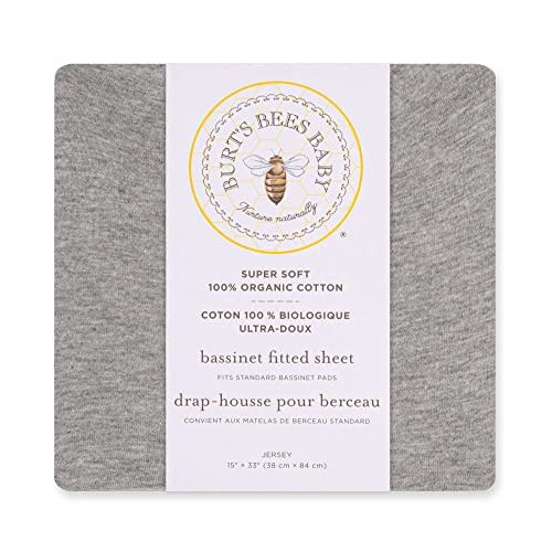 Burt's Bees Baby Bassinet Sheet, Fitted Unisex 100% Organic Jersey Cotton Bassinet Sheet for Standard Bassinet Mattress