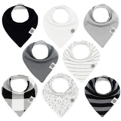 Parker Baby Bandana Drool Bibs 8 Pack Baby Bibs for Boys, Girls, Unisex - Soft & Stylish Teething Bibs for Babies - Lunar