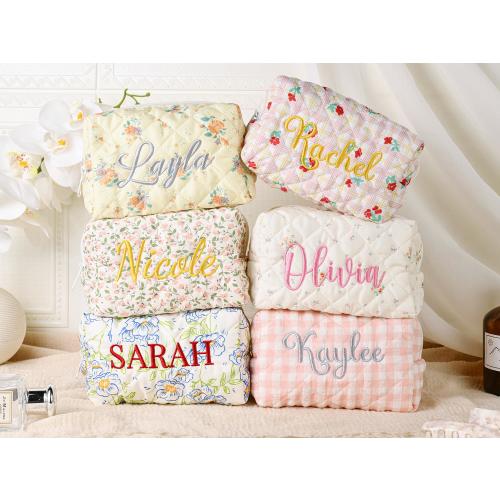 Personalized Embroidered Makeup Bag,Custom Makeup Bag,Floral  Cosmetic Bag,Travel Makeup Pouch,  Women Toiletry Bag,Bridesmaid Gift