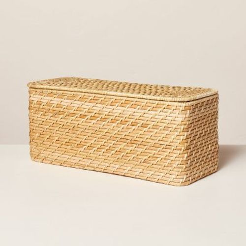Natural Woven Bathroom Storage - Hearth & Hand™ With Magnolia: Rattan Rectangular Canister With Lid