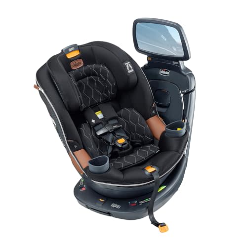 Chicco Fit360 Zip ClearTex Rotating Convertible Car Seat with Fit360 Mirror, 360 Degree Rotation for Rear-Facing and Forward-Facing Usage | Black/Black