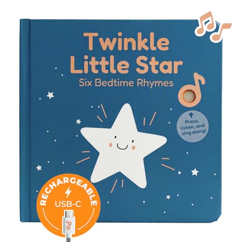 Cali's Books Twinkle Twinkle Little Star – USB-C Rechargeable Musical Book for 1-Year-Old | Sound Book for Toddlers 1-3 with Bedtime Lullabies – Nursery Rhymes Musical Book