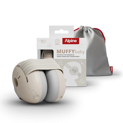 Alpine Muffy Baby Ear Protection for Babies and Toddlers up to 36 Months - CE & ANSI Certified - Noise Reduction Earmuffs - Comfortable Baby Headphones Against Hearing Damage & Improves Sleep - Sand