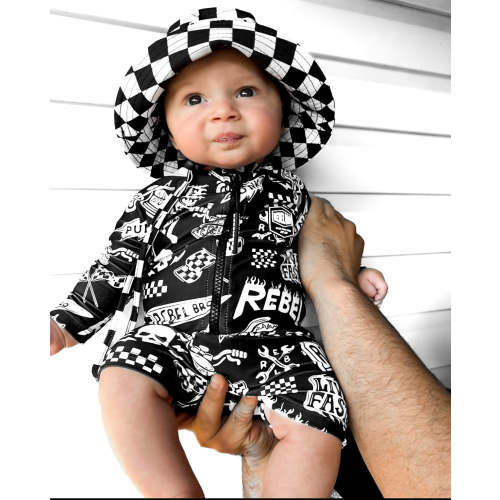 UPF50+ Swim Romper in Live Fast