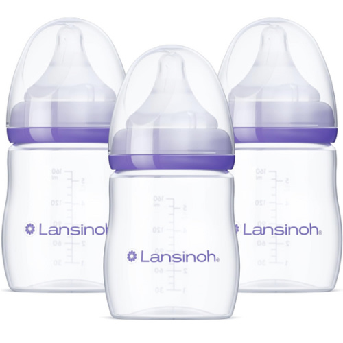 Amazon.com : Lansinoh Anti-Colic Baby Bottles for Breastfeeding Babies, 5 Ounces, 3 Count, Includes 3 Slow Flow Nipples, Size S : Baby
