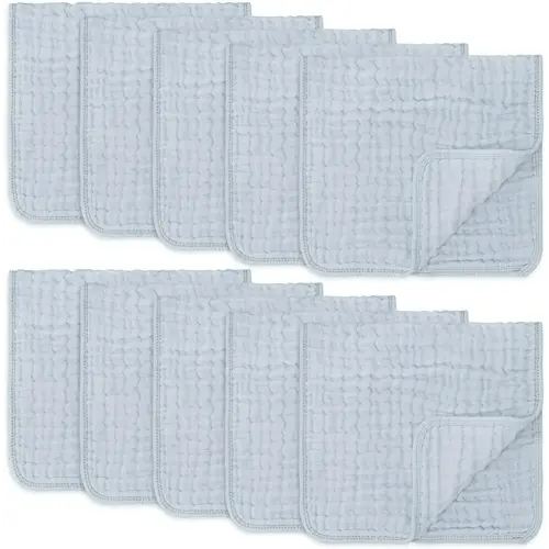 Comfy Cubs Muslin Burp Cloths Large 100% Cotton Hand Washcloths for Babies, Baby Essentials 6 Layers Extra Absorbent and Soft Boys & Girls Baby Rags for Newborn Registry (Slate 10-Pack, 20" X10")