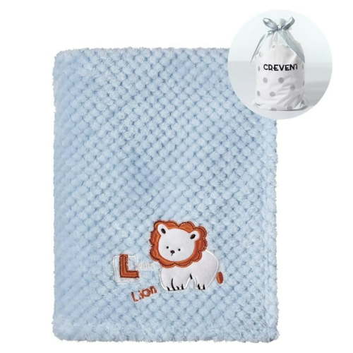 CREVENT Cute Cozy Fluffy Warm Baby Blanket Nap Throws for Girls Boys Infants , Baby Shower Birthday Newborn's Gift , Blue White Lion, 30''X40''