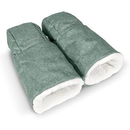 UPPAbaby CozyHandmuff/Easily Attaches to Stroller Handlebars/Ultra-Plush, Weather-Proof Hand Protection/Gwen (Green Mélange)