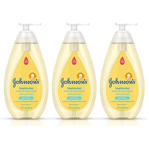 Johnson's Head-To-Toe Gentle Baby Body Wash & Shampoo, Tear-Free, Sulfate-Free & Hypoallergenic Bath Wash & Shampoo for Baby's Sensitive Skin & Hair, Washes Away 99.9% Of Germs 16.9 fl. oz (Pack of 3)