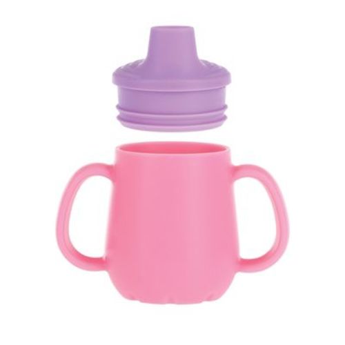 Nuby 2oz 2 Handle Silicone Sippy Cup With Spout Lid - Girl