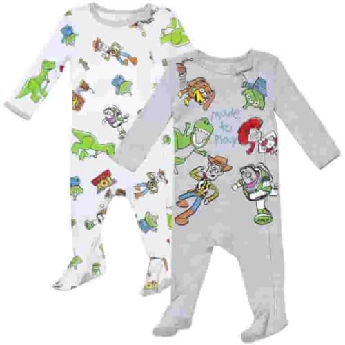 Disney Pixar Toy Story Woody Buzz Lightyear Jessie Newborn Baby Boys 2 Pack Zip Up Sleep N' Plays Newborn to Infant