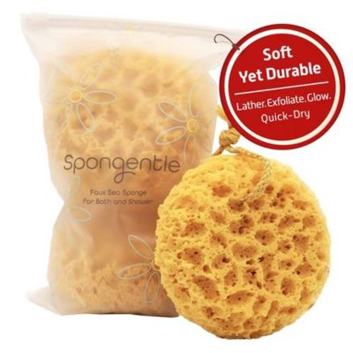 Spongentle Body Loofah Sponge (3-Pack) for Bath & Shower. Multiple Textures, Natural Colors, Gentle & Deep Exfoliation, Rich Lather