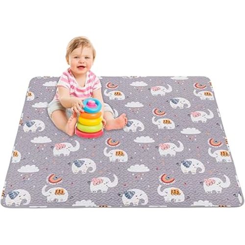 Machine Washable Baby Floor Play Mat 50x50”, Non Slip One-Piece Baby Crawling Mats for Tummy Time, Portable Playpen Mat Playmat for Babies Infants and Toddlers