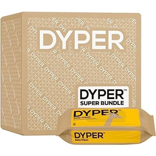 DYPER Viscose from Bamboo Baby Diapers Size 1 + Wipes | Honest Ingredients | Cloth Alternative | Day & Overnight | Made with Plant-Based* Materials | Hypoallergenic