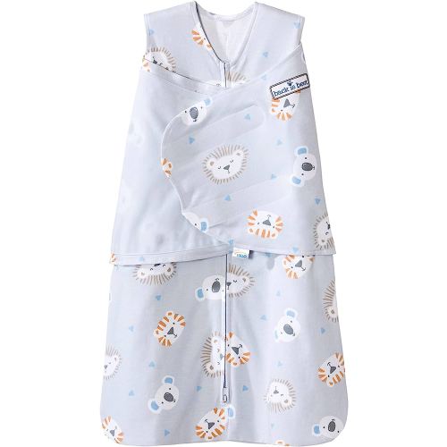 HALO 100% Cotton Sleepsack Swaddle, 3-Way Adjustable Wearable Blanket, TOG 1.5, Multicolor Lions, Tigers, and Bears, Newborn, 0-3 Months