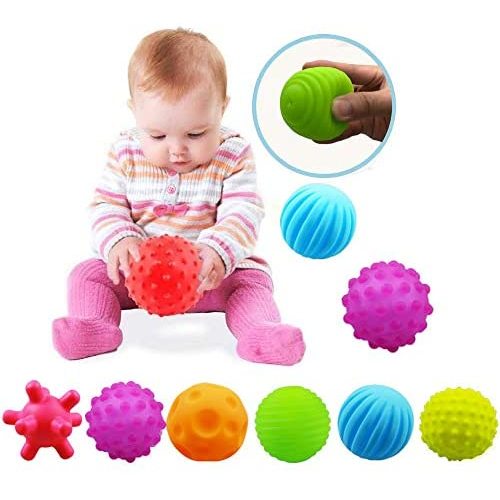 Sensory Balls For Baby Massage Stress Relief, Textured Multi Baby Balls Gift Sets,Water Bath Toys, 6 Spikey Sensory Squeeze Ball For Kids Toddlers(6 Pack)