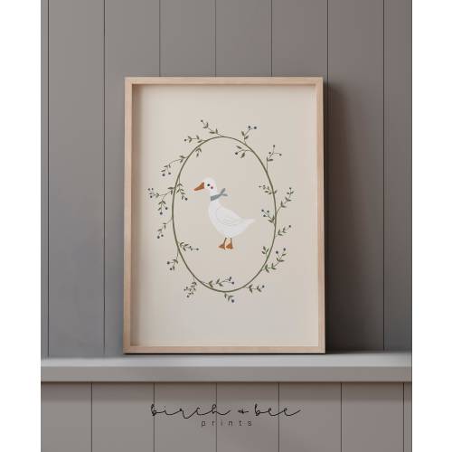 Goose Nursery Decor | Goose Art | Neutral Nursery Art Print | MAILED ART PRINT #304
