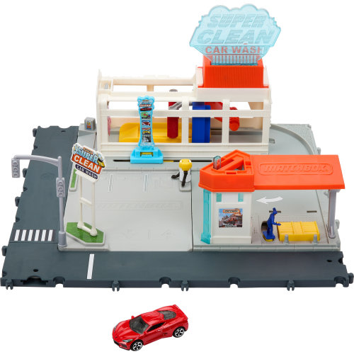 Matchbox Cars Playsets, Super Clean Carwash with 1 Matchbox Car