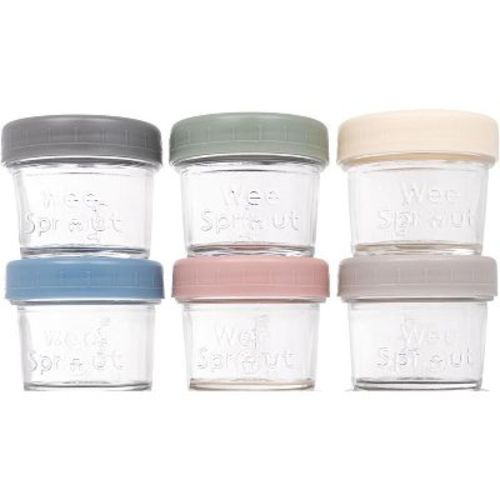 Weesprout Glass Baby Food Storage Jars W/ Lids - 4oz, 6 Pack Set