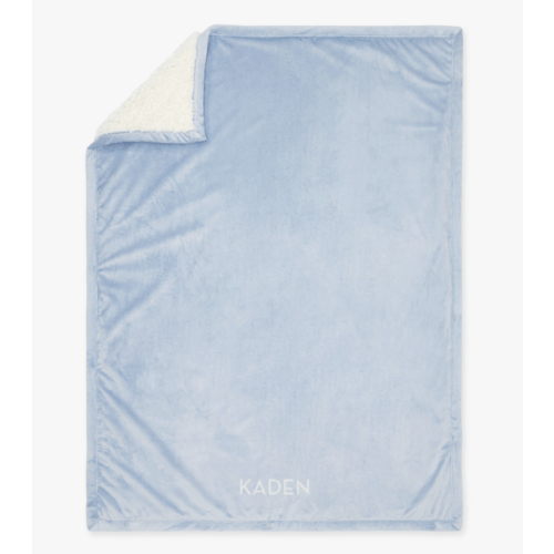 Sherpa Baby Blanket- Chambray Blue Personalized