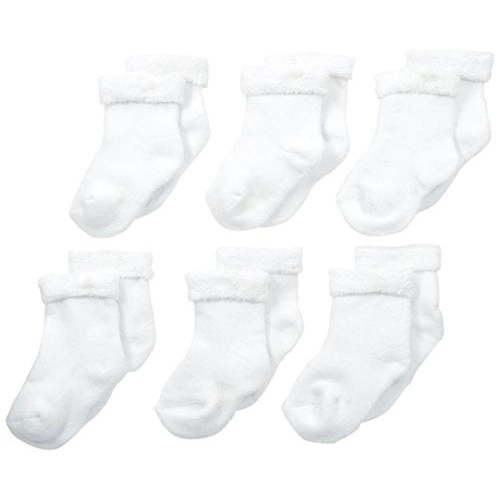 Gerber Baby Unisex 6 Pack Socks, White, 0-3 Months