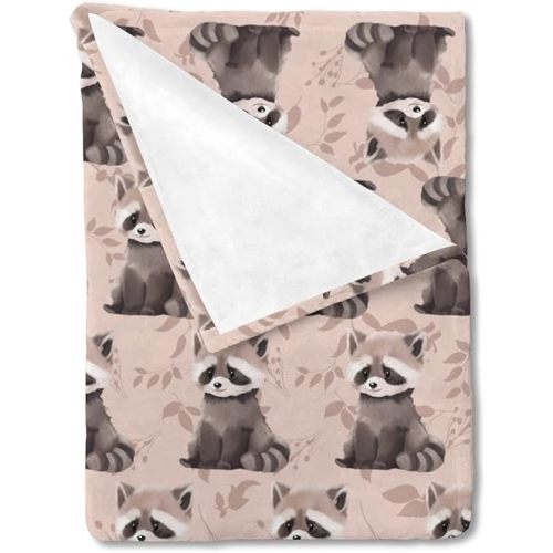 Cute Raccoon Leaves Baby Blanket for Boys Girls Baby Animal Flannel Soft Swaddle Blanket Receiving Blankets for Nursery Stroller Toddler Bed Baby Carseat Crib Daycare Playmat 30x40