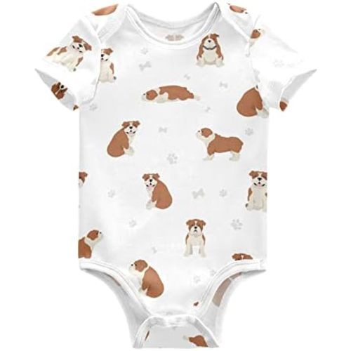vvfelixl Baby Girls' Bodysuits Black Pug White Short Sleeve Cotton Baby Clothes For Girls 0-24 Months