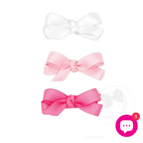 NEW MULTIPACK! Baby Satin Hair Bows with Knot Wrap - WHT, LPK, HPK | Wee Ones Hair Bows & Accessories