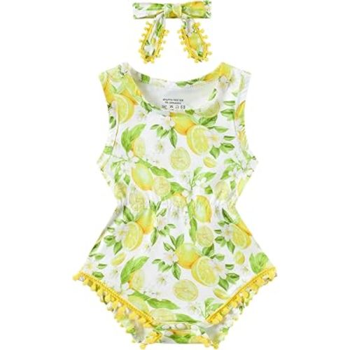 BFUSTYLE Baby Girl Clothes 0-24 Months Outfit Sleeveless Infant Romper Bodysuit with Headband