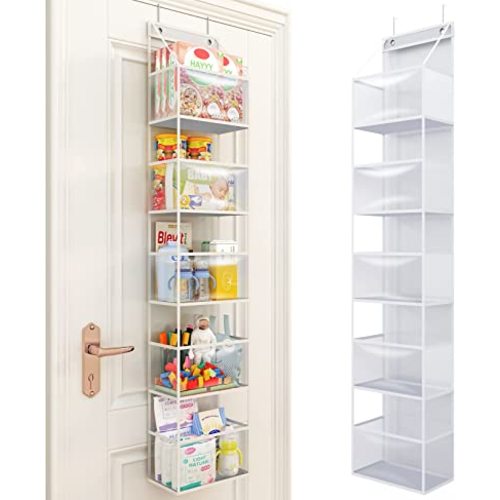 Fixwal 5-Shelf Over The Door Hanging Pantry Organizer, Room Organizer with Clear Plastic Pockets, 25lb Ultra Sturdy & Large Capacity for Closet, Bedroom, Nursery, Bathroom and Sundries