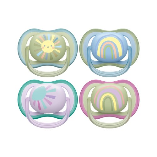 Avent Ultra Air Soft Soother Deco 2 Pack 0-6 Months Assorted