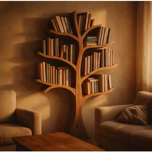 Handcrafted Wooden Tree Art BookShelves