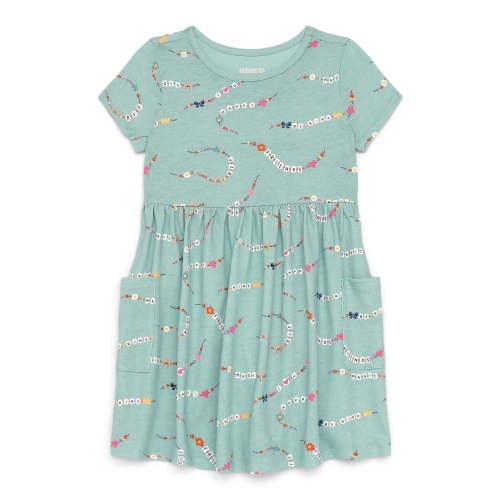Garanimals Toddler Girl Short Sleeve Printed Dress with Patch Pockets, Sizes 18M-5T