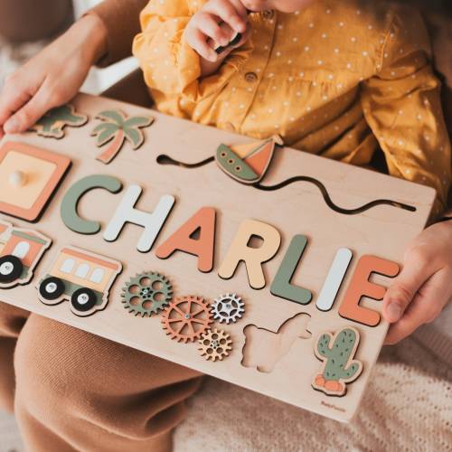 Name Puzzle - Busy Board for Baby Girl - Gift for Kids - 1st Birthday Girl - Christmas Gifts For Kids - Montessori Toys - Gift for Baby