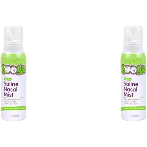 Boogie Baby Saline Nasal Spray Mist, Allergy Relief, Nasal Decongestant, FSA/HSA Eligible, Made with Saline, Unscented, 3.1 Ounce (Pack of 2)