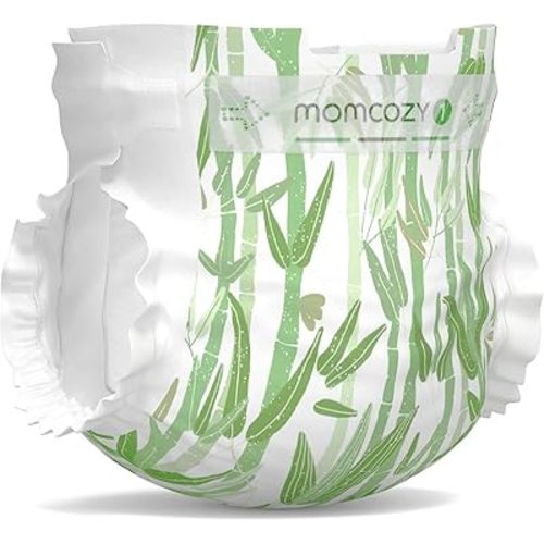 Momcozy Newborn Diapers, Baby Diapers Natural Bamboo Diapers Hypoallergenic for Sensitive Skin, Disposable Diapers, Organic Diapers Infant Diapers Size 1(80 Count)