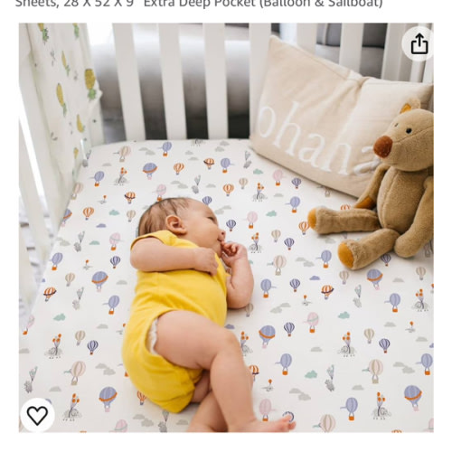 TotAha Premium Stretchy Crib Sheets (2-Pack)-Hypoallergenic, Silky Comfort, Buttery Soft, Calming Effect, All-Season Jersey-Knit Sheets, 28 X 52 X 9'' Extra Deep Pocket (Balloon & Sailboat)