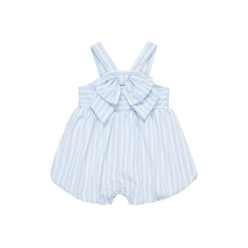 Stripe Bow Accent Bubble Romper, 12M