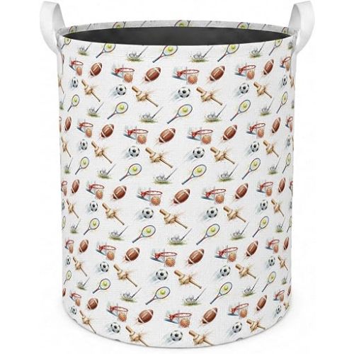 Football Golf Baseball Sports Laundry Basket with Handles,46L