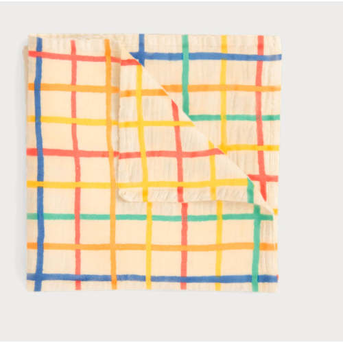 Rainbow Check Muslin Swaddle Blanket | Organic Cotton |The bonniemob