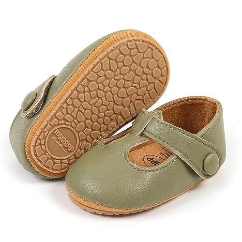 WILLFUN Baby Girls Mary Jane Flats Floral Princess Dress Crib Shoes Non-Slip for Toddler First Walkers